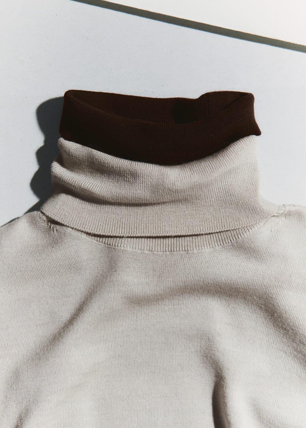 MANGO MAN - 100% merino wool turtleneck sweater light/pastel greyMen Product Image