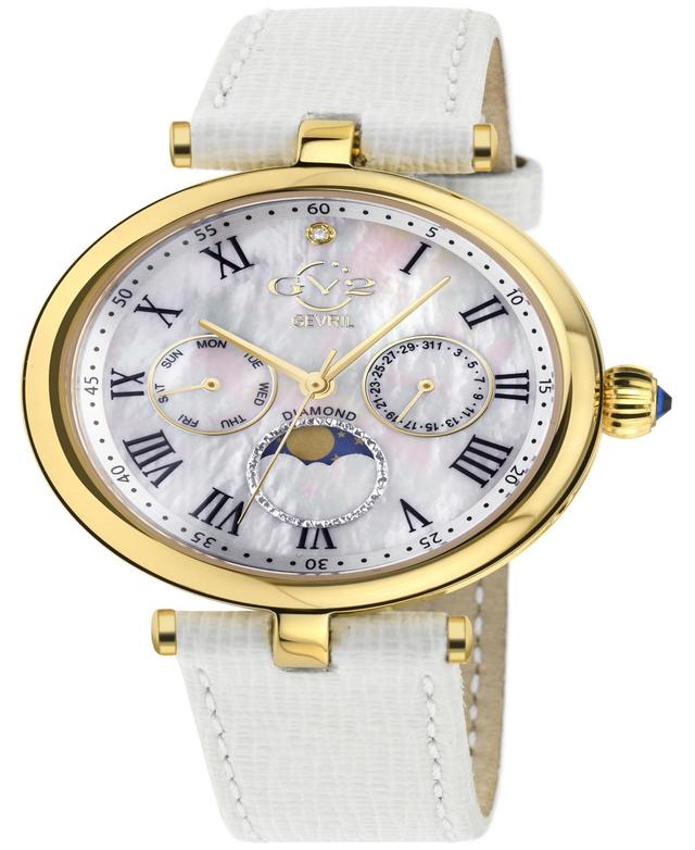 Gevril Womens Florence Swiss Quartz Italian White Leather Strap Watch 36mm Product Image