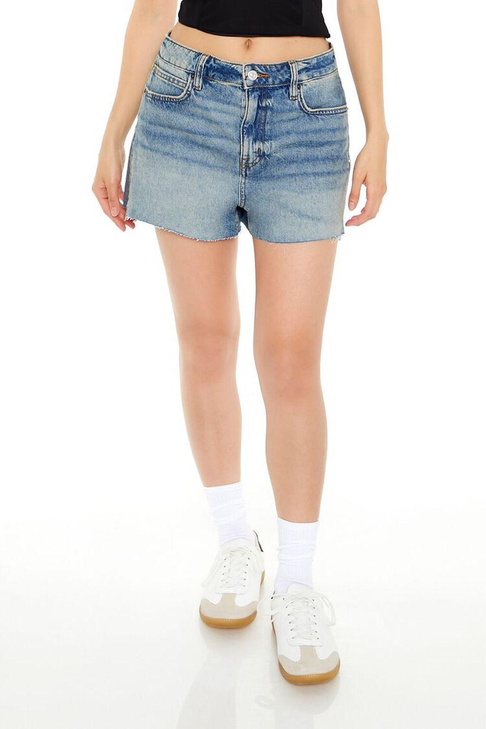 Raw-Cut High-Rise Denim Shorts | Forever 21 Product Image