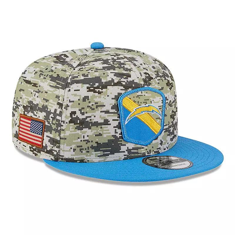 Mens New Era Camo/Powder Blue Los Angeles Chargers 2023 Salute To Service 9FIFTY Snapback Hat Product Image