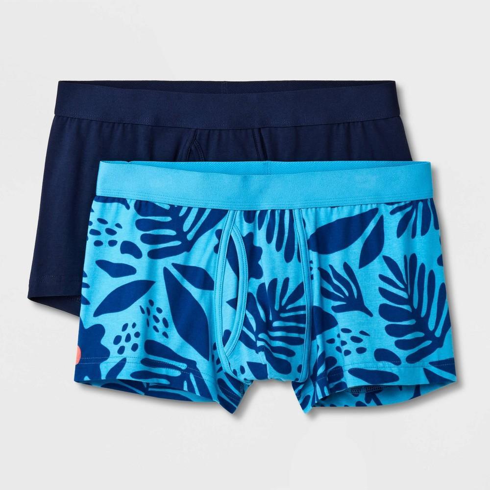 Mens Floral Leaf Print Trunks 2pk - Goodfellow & Co /Navy Product Image