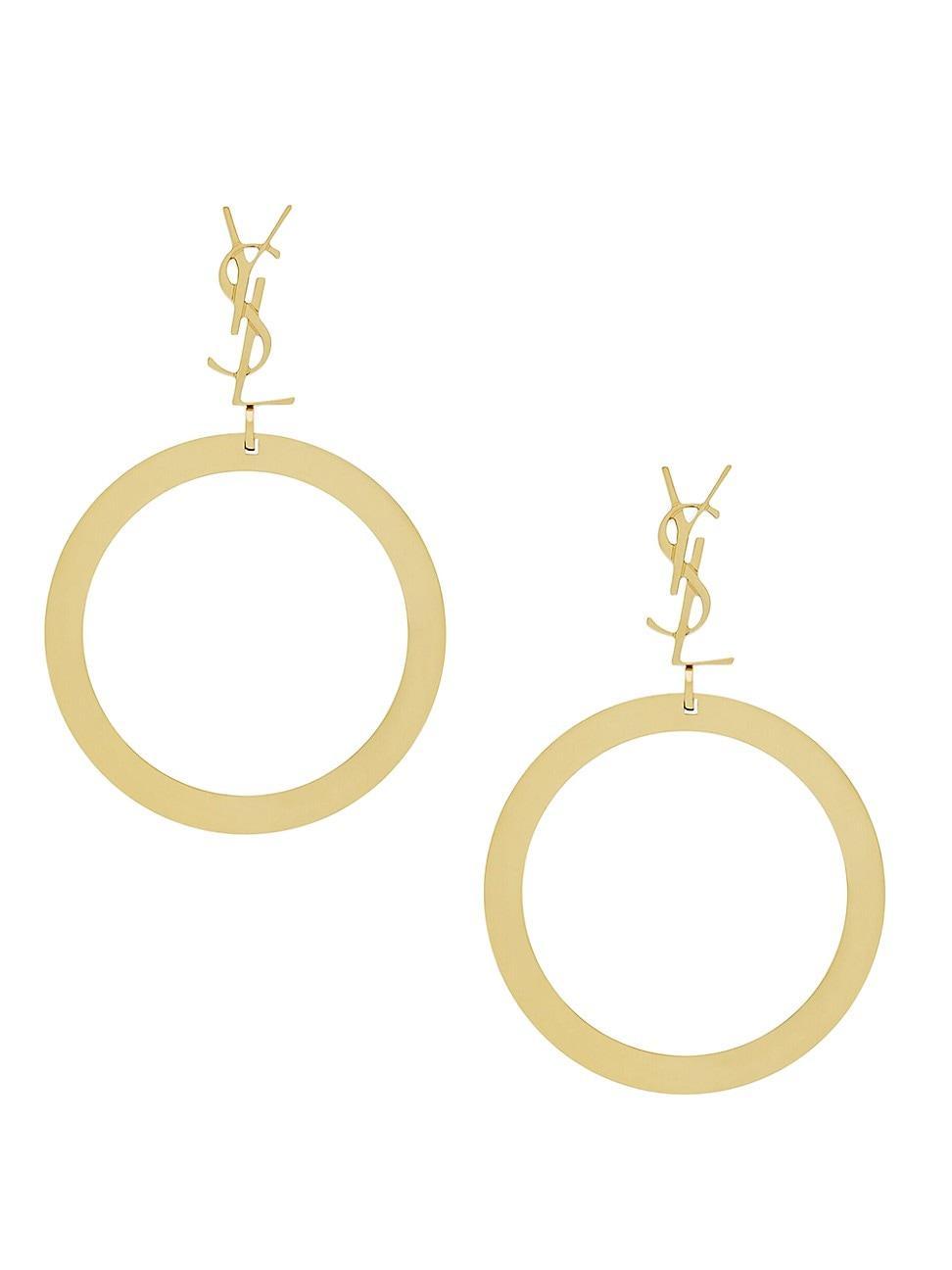 Saint Laurent - Logo Hoop Earrings - Womens - Gold Product Image