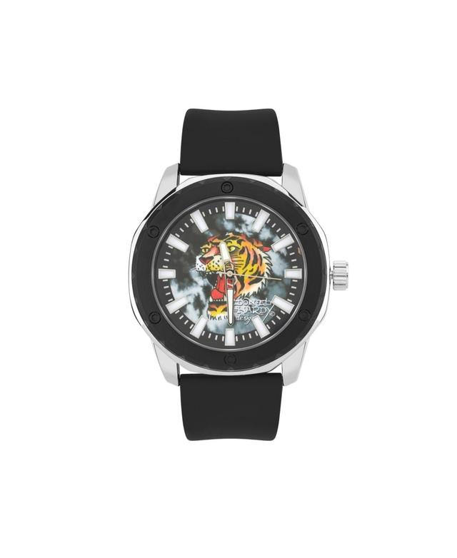 Ed Hardy Mens Matte Black Silicone Strap Analog Watch 47mm Product Image