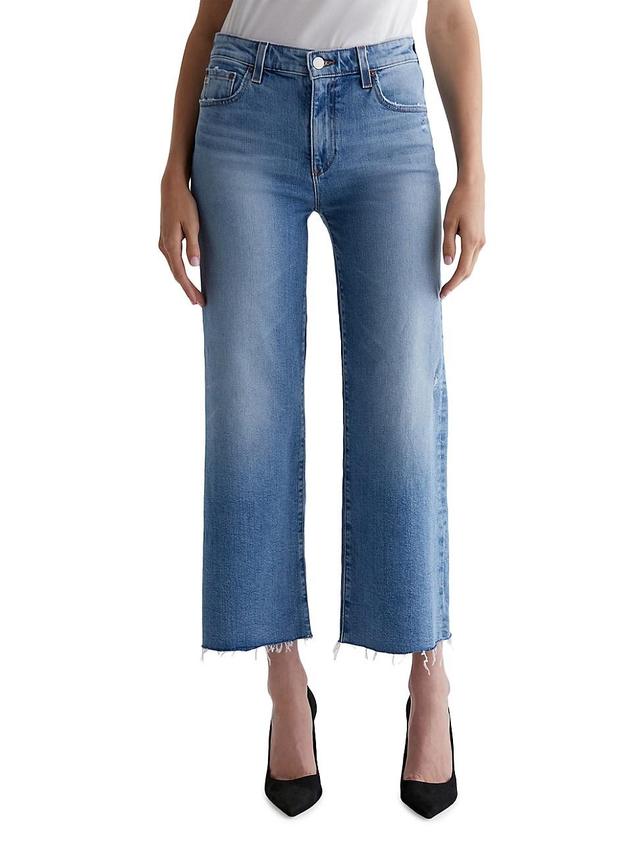 Womens Saige Mid-Rise Stretch Cropped Wide-Leg Jeans Product Image