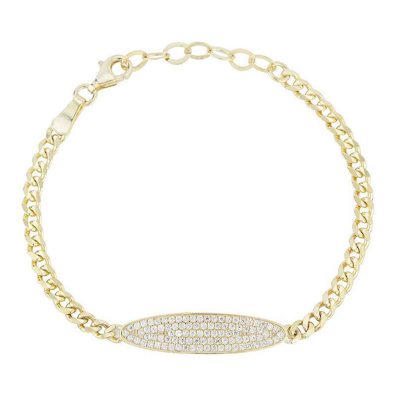 Sunkissed Sterling Cubic Zirconia Bar Curb Chain Bracelet, Womens Gold Product Image