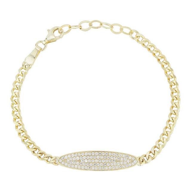 Sunkissed Sterling Cubic Zirconia Bar Curb Chain Bracelet, Womens Gold Tone Product Image