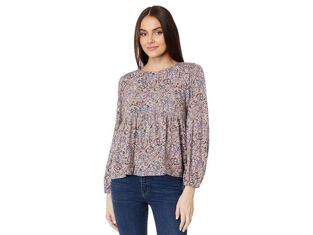 Lucky Brand Printed Babydoll Top (Misty Rose Paisley) Women's Sweater Product Image