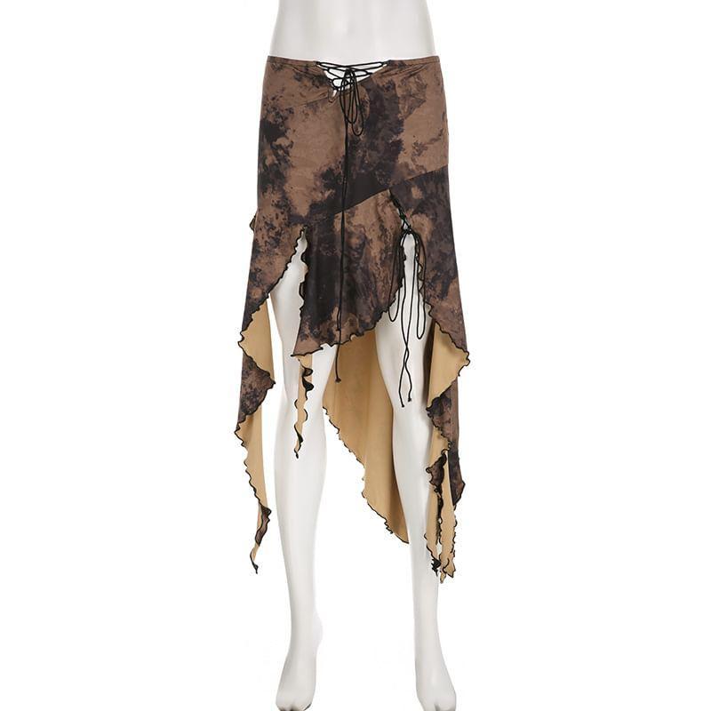 Low Patterned Asymmetrical Skirt Product Image