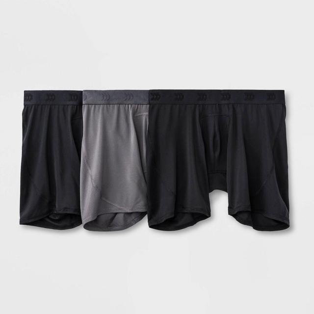 Mens Jersey Mesh Performance 3pk Boxer Briefs - All in Motion Black/Fitness Gray/Black L Product Image