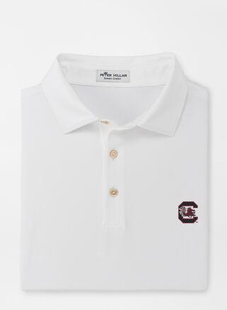 Peter Millar Mens South Carolina Solid Performance Jersey Polo | Color: White | Size: S Product Image