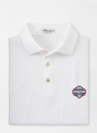 Peter Millar Mens UConn National Champion Solid Performance Jersey Polo | Color: White | Size: M Product Image