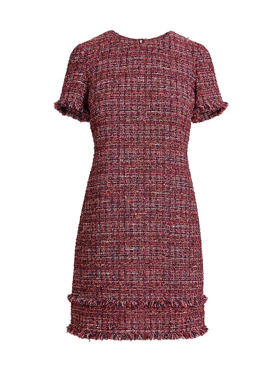 Womens Tweed Short-Sleeve Shift Dress Product Image