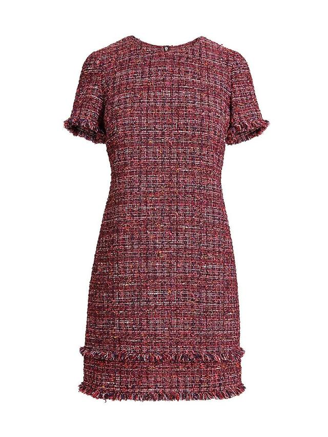 Womens Tweed Short-Sleeve Shift Dress Product Image