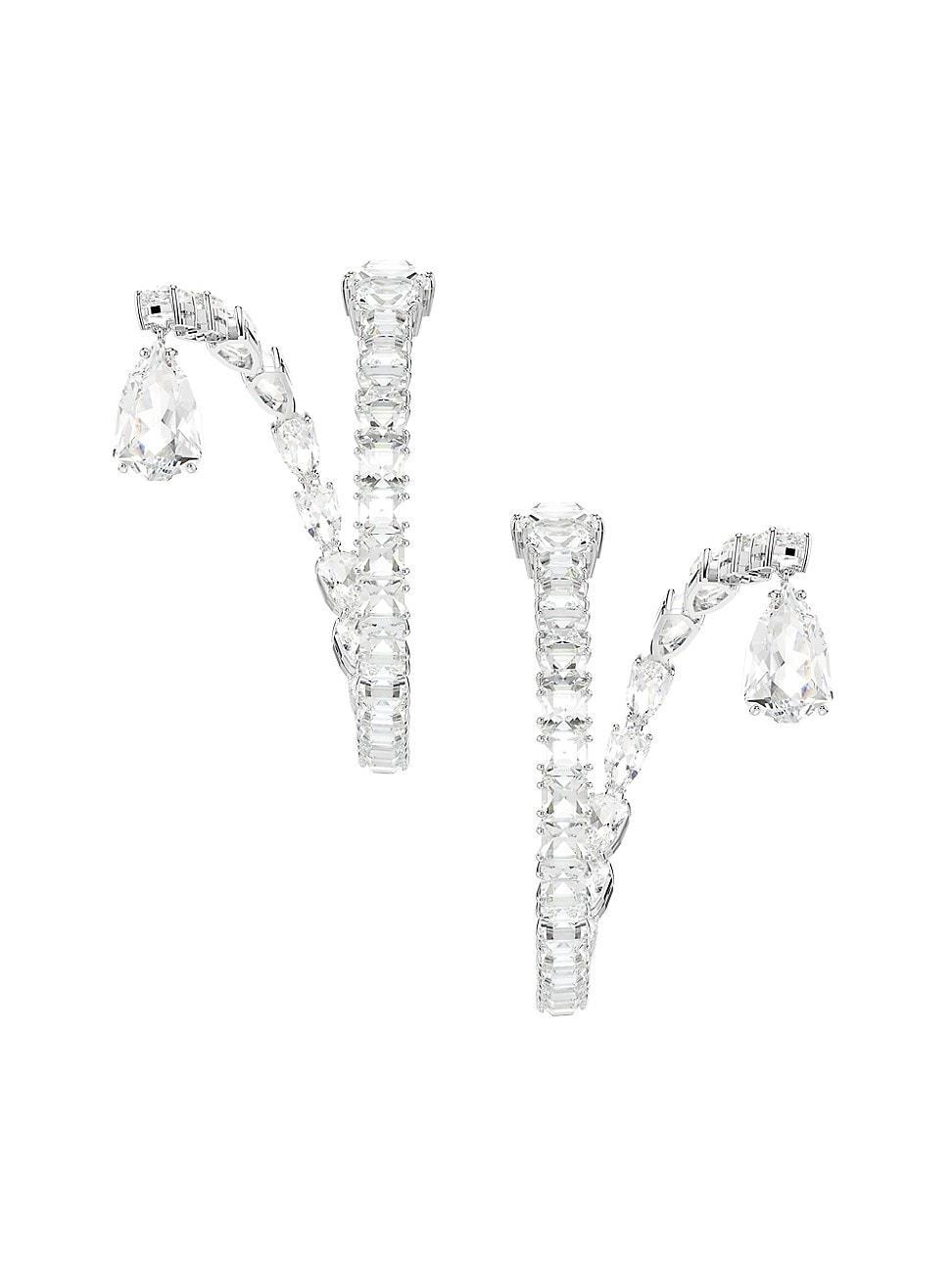 Womens Matrix Rhodium-Plated & Crystal Hoop Earrings Product Image