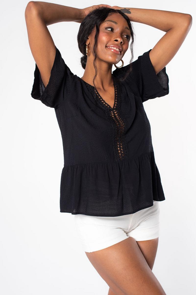 Bohemian Flowy Cropped Ruffled Top Product Image