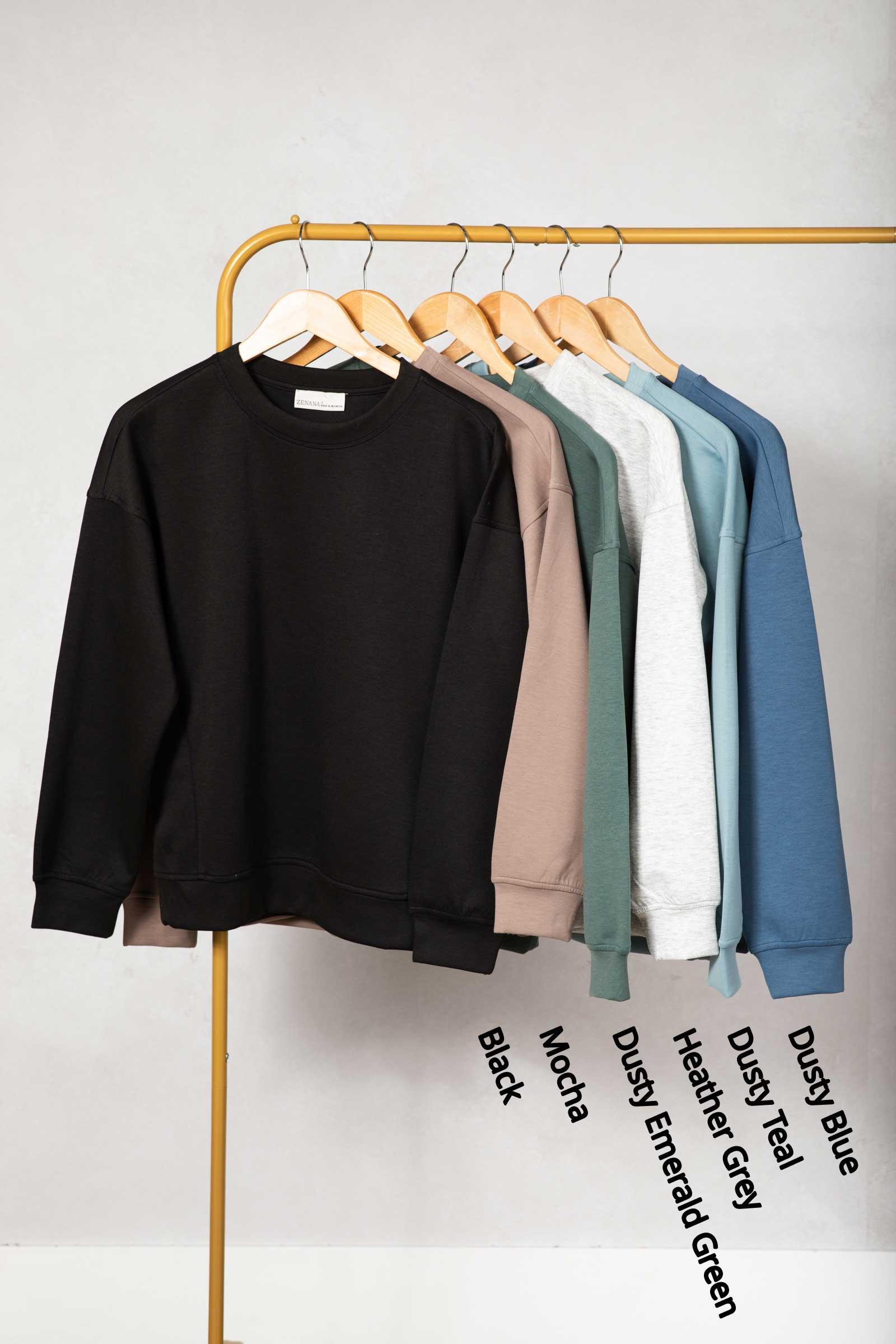 Solid Scuba Round Neck Sweatshirt Product Image