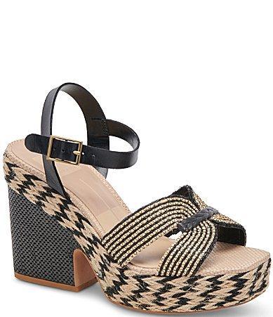 Dolce Vita Cale Raffia Ankle Strap Platform Sandals Product Image