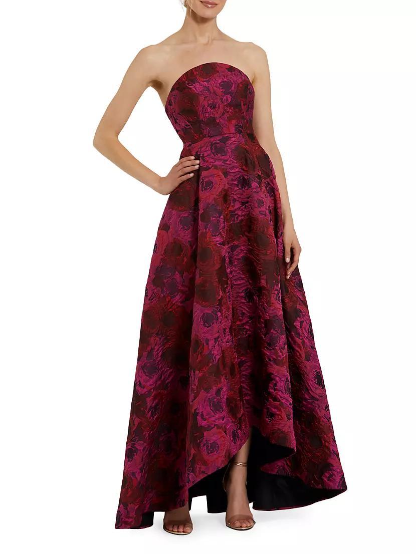 Floral Brocade Strapless High-Low A-Line Gown Product Image