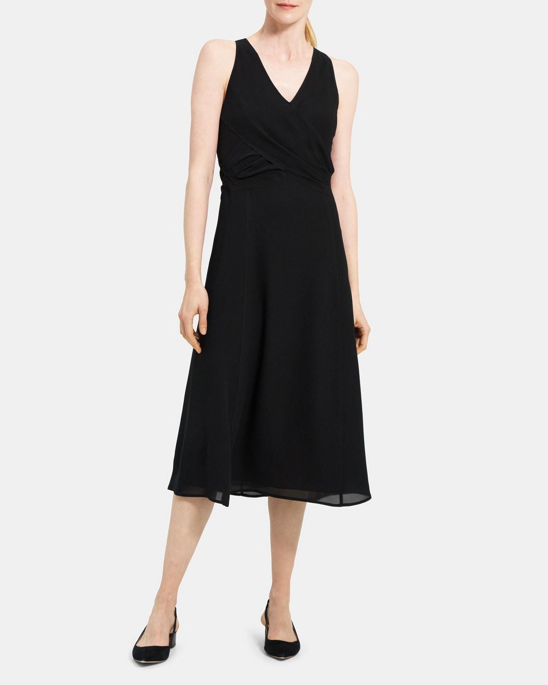 Sleeveless Wrap Dress in Silk Crepe Product Image