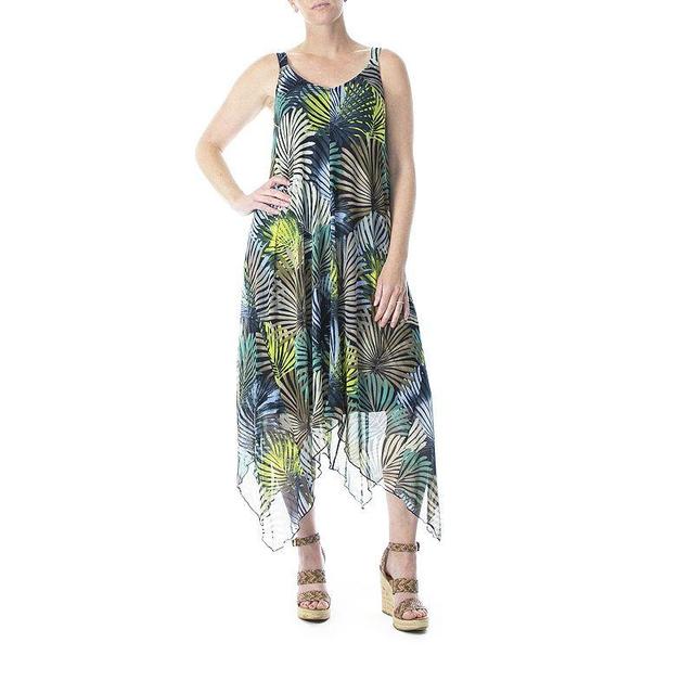 Womens Nina Leonard Print Mesh Midi Dress Blue Team Product Image