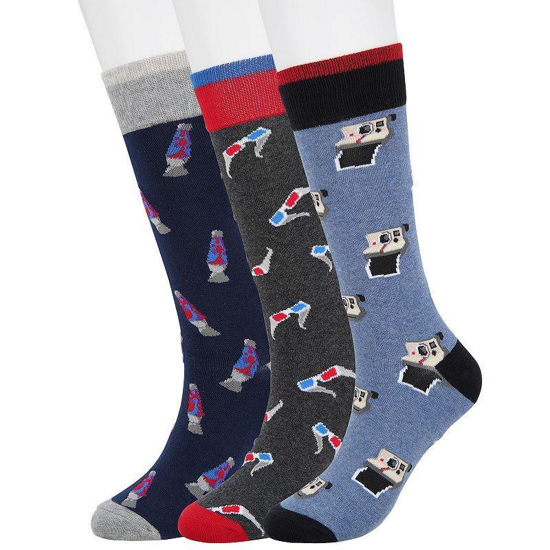 Mens Sonoma Goods For Life 3-pack Mixed Novelty Socks Blue Retro Product Image