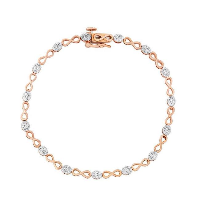 10k Rose Gold Over Sterling Silver 1/2 Carat T.W. Diamond Infinity Bracelet, Womens Pink Tone Product Image