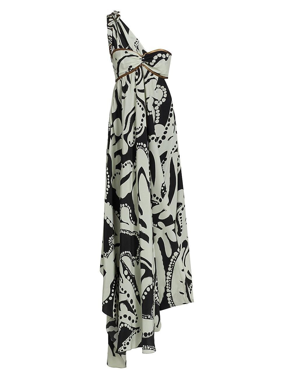 Womens Dawn Abstract Silk Maxi Dress Product Image