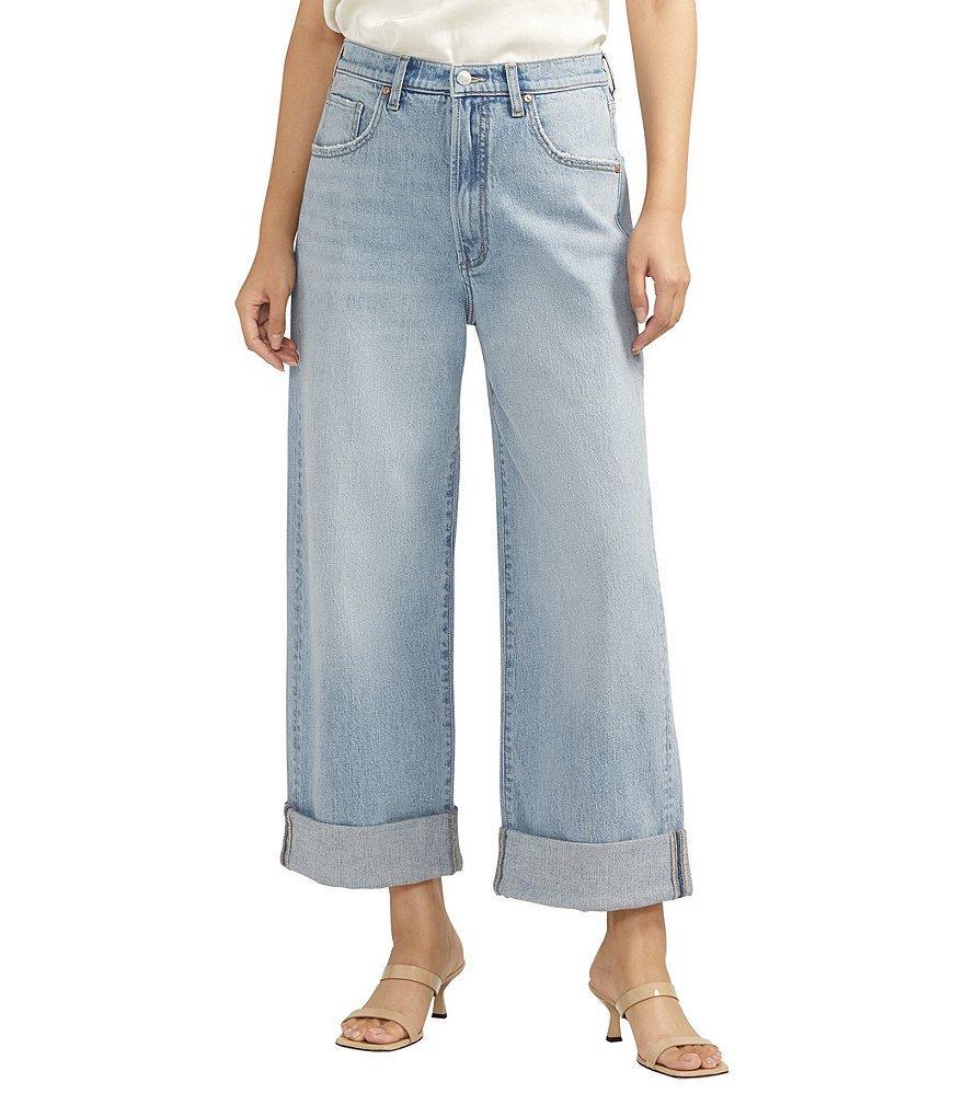 Silver Jeans Co. Baggy Mid Rise Low Stretch Wide Leg Crop Jeans Product Image