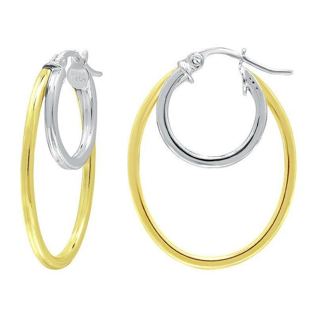 Aleure Precioso Sterling Silver Double Oval Hoop Earrings, Womens, Gold Tone Product Image