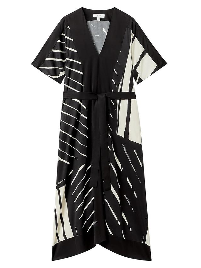 Graphic Tie-Waist Caftan Midi-Dress Product Image