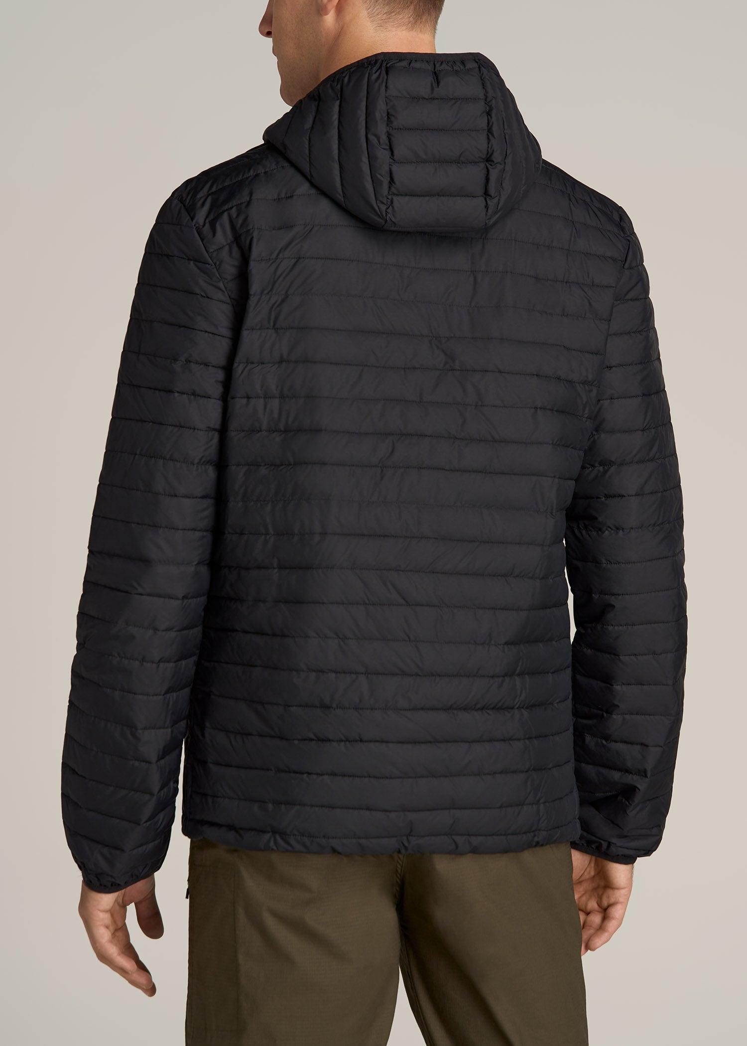 Tall Men's Packable Puffer Jacket in Black Male Product Image