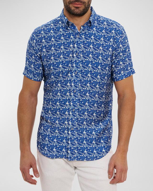 Mens Henrik Leaf Print Short-Sleeve Shirt Product Image