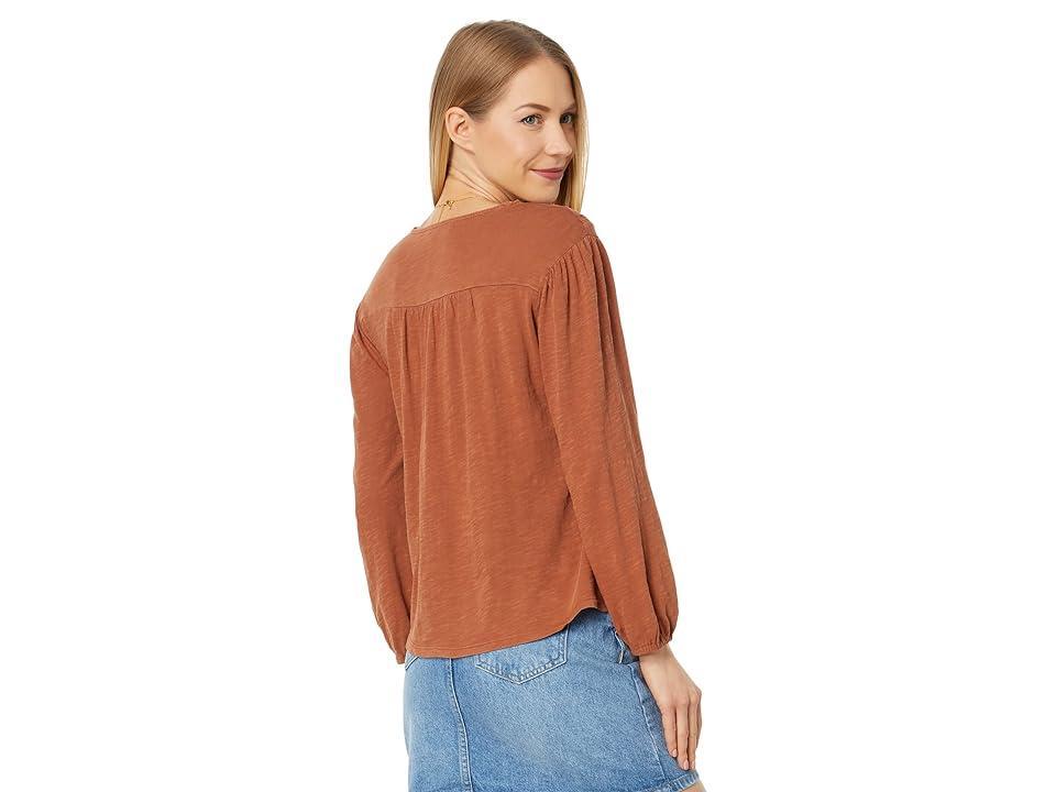 Lucky Brand Cutwork Peasant Top (Sandstorm) Women's Clothing Product Image