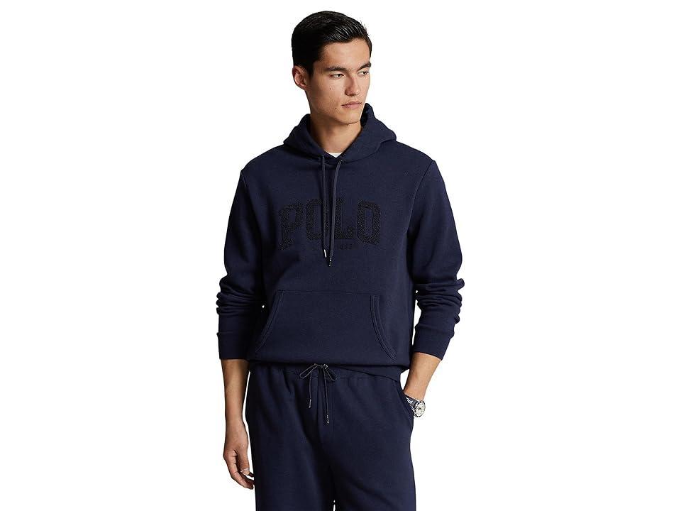 Polo Ralph Lauren Logo Double-Knit Mesh-Face Hoodie (Cruise Navy) Men's Sweatshirt Product Image