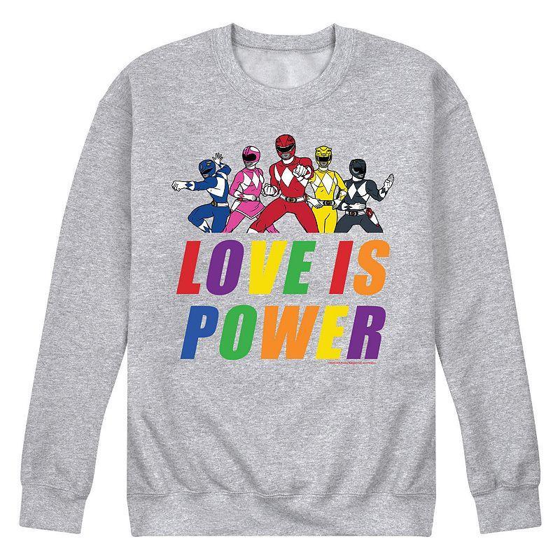 Mens Power Rangers Love Is Power Fleece Sweatshirt Med Grey Product Image