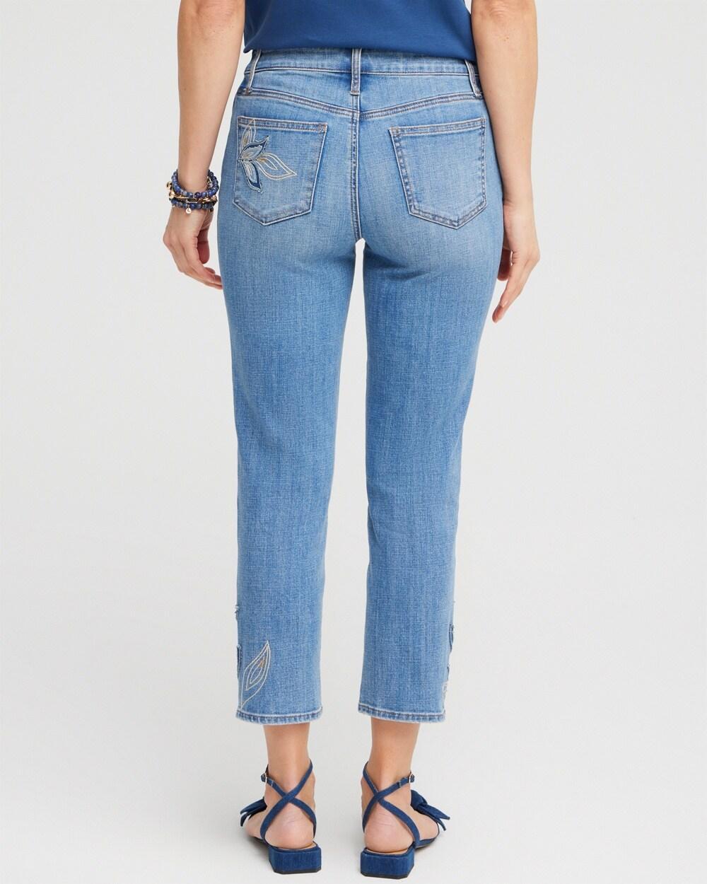 Girlfriend Tonal Applique Cropped Jeans Product Image