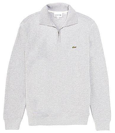 Lacoste Long Sleeve Solid 1/4 Zip Interlock Ribbed Sweatshirt Men's Clothing Product Image