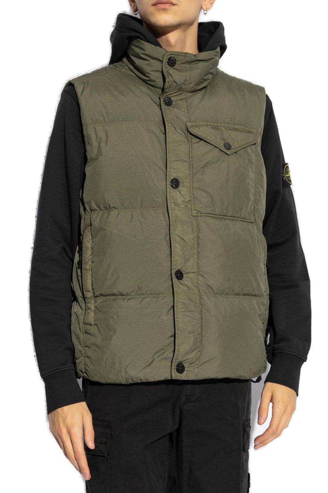 STONE ISLAND Compass-badge Puffer Gilet In Green Product Image