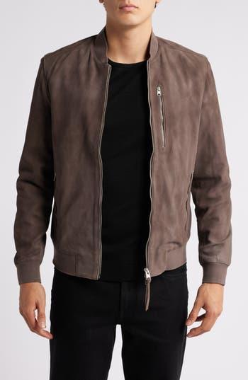 ALLSAINTS Kemble Suede Bomber Jacket In Concrete Grey Product Image