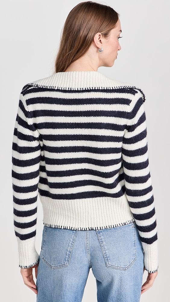 Moon River Tie Front Long Sleeve Sailor Knitted Cardigan | Shopbop Product Image