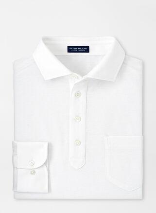 Peter Millar Mens Croxley Long-Sleeve Polo | Color: White | Size: S Product Image