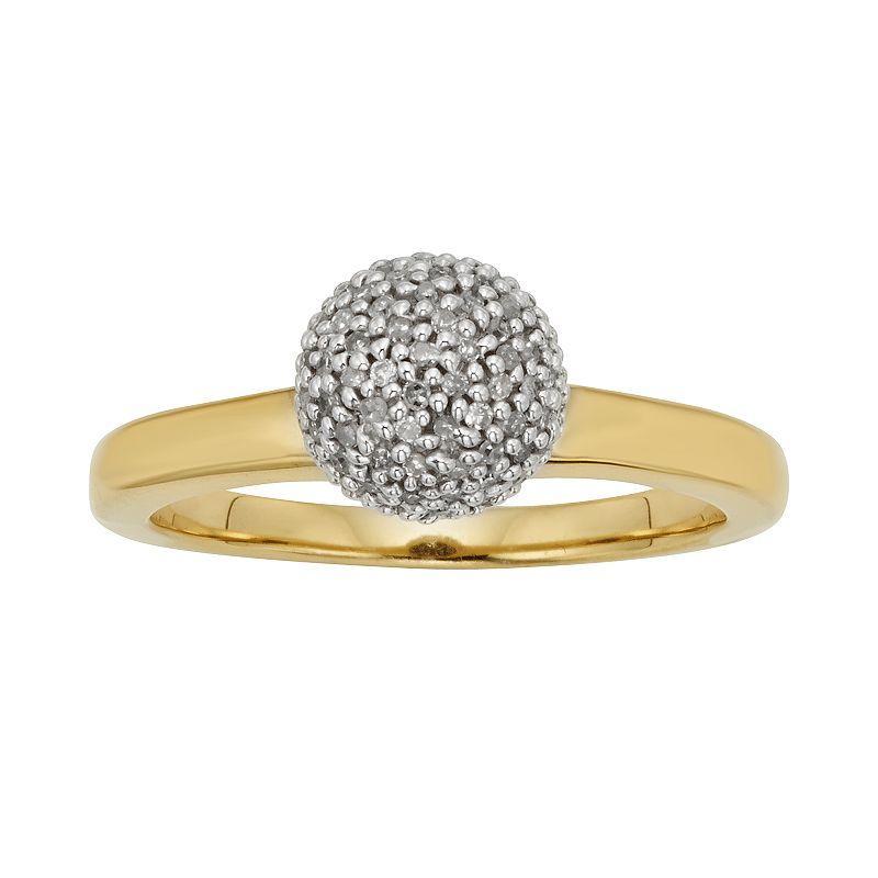 Jewelexcess Yellow Rhodium-Plated Sterling Silver 1/4-ct. T.W. Diamond Ball Ring, Womens White Product Image