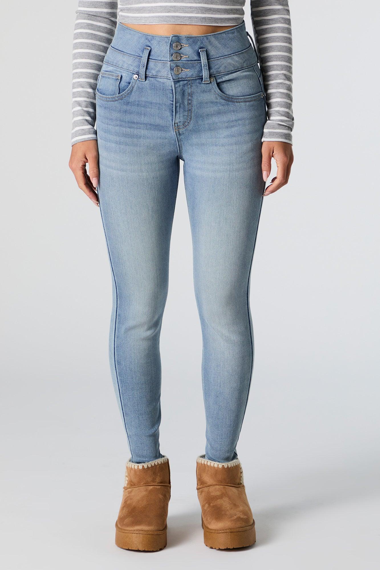 Medium Wash Stacked Waist Skinny Jean Female Product Image