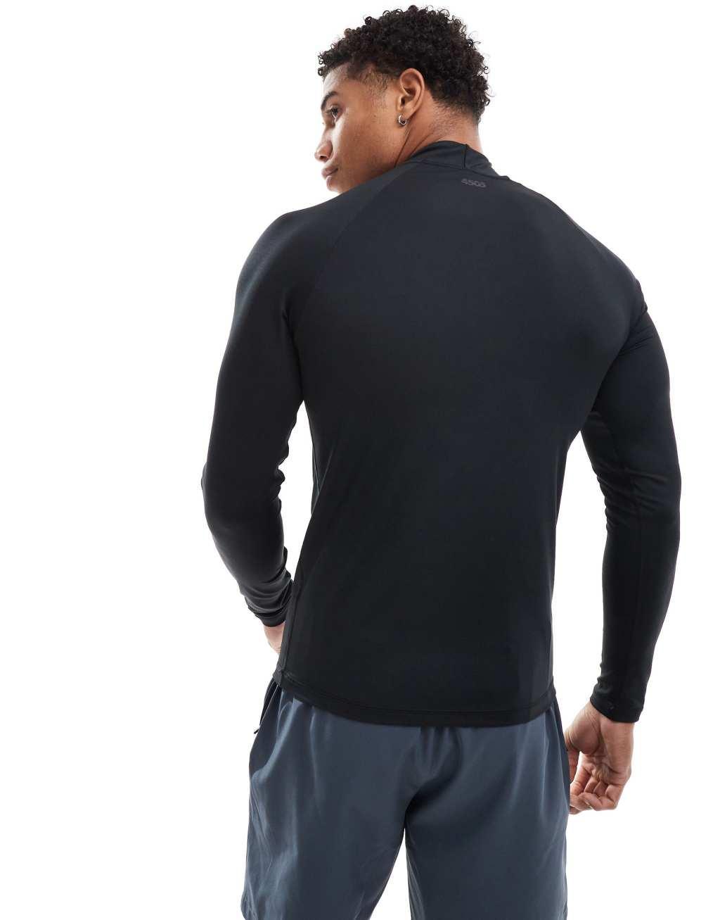 ASOS 4505 Icon training long sleeve muscle fit base layer with mock neck in black Product Image