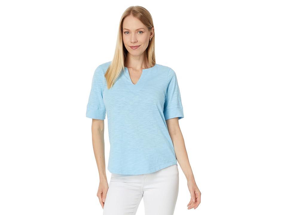 Mod-o-doc Half Sleeve Split Neck Relaxed Tee Women's Clothing Product Image