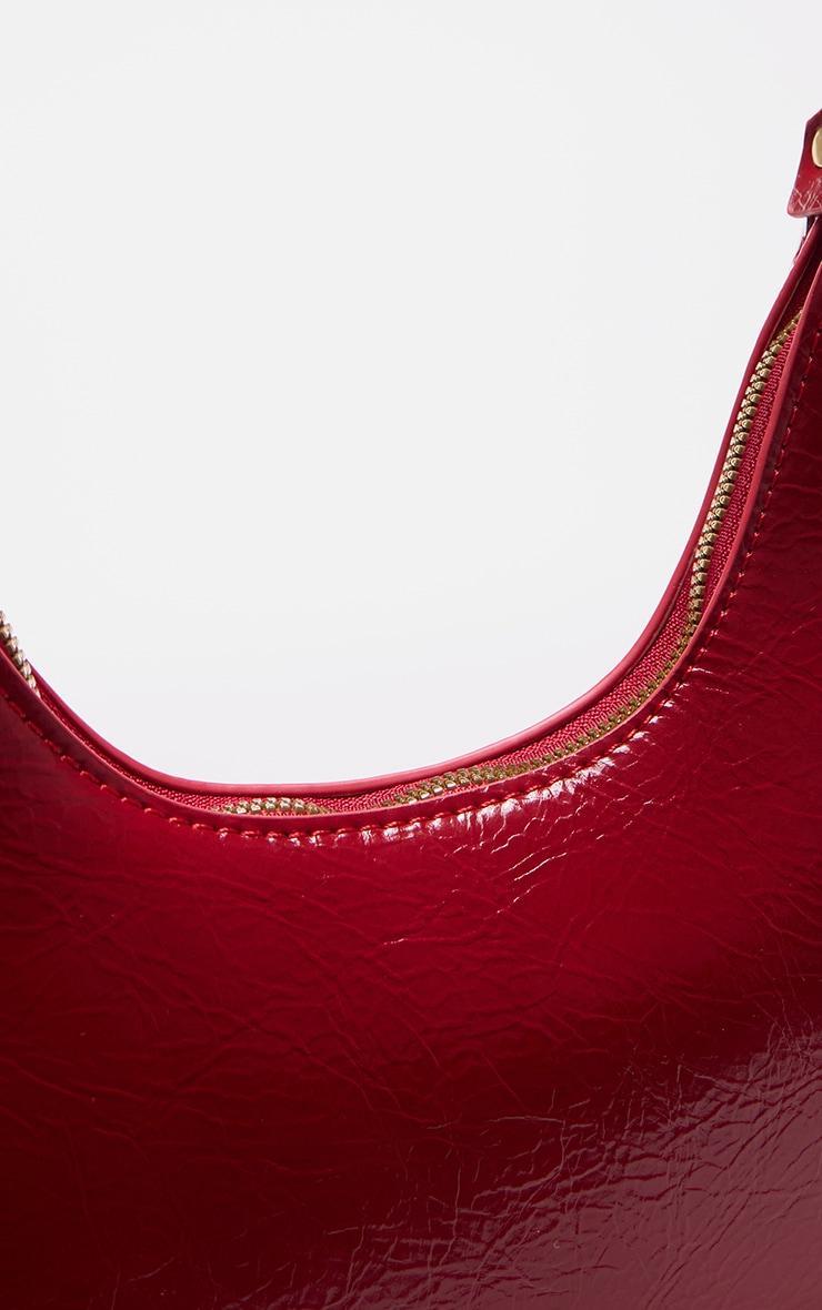 Cherry Red Pu Curved Shoulder Bag Product Image