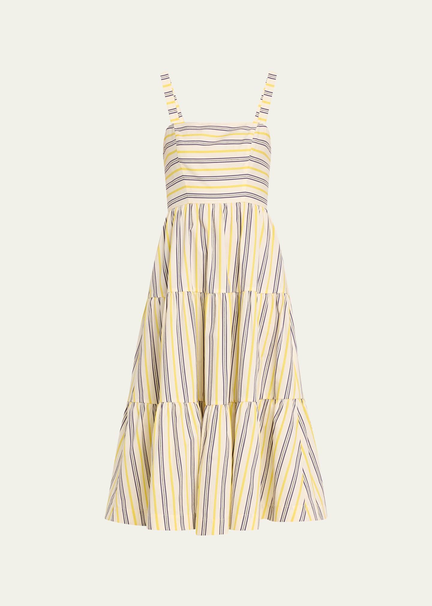 Womens Striped Cotton-Blend Midi-Dress Product Image