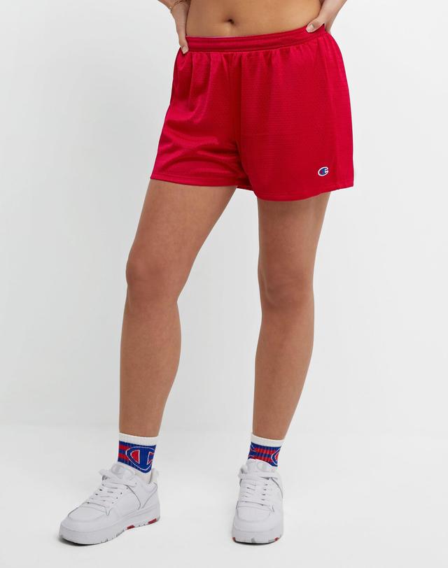 Womens Champion Mesh Shorts, 4 Sideline Red XS Product Image