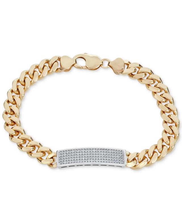 Mens Diamond (1 ct. t.w.) Id Bracelet in 14k Gold-Plated Sterling Silver Product Image