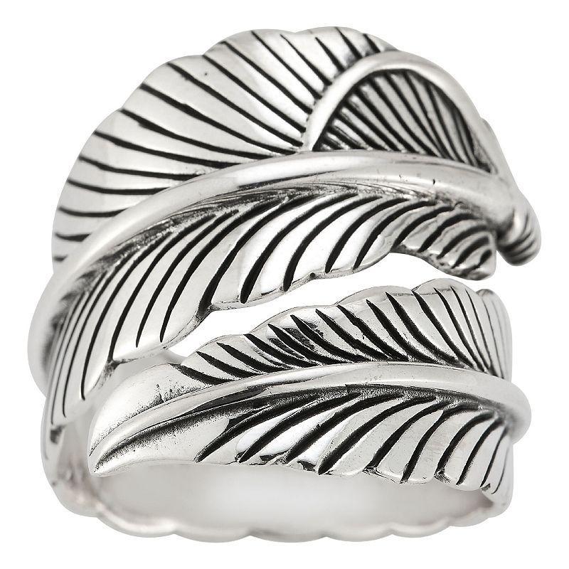 Menster Sterling Silver Oxidized Feather Ring, Mens Product Image